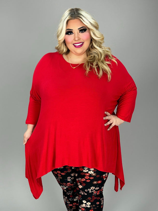 SALE! 27 SQ {Change Your Mind} Candy Apple Red Asymmetrical Top EXTENDED PLUS SIZE 3X 4X 5X