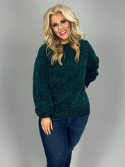 21 SLS-D {Feeling Cozy} Green Bubble Sleeve Sweater PLUS SIZE 1X 2X 3X