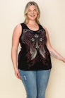 12 SV {Simply Styled} Black/Burgundy Vocal Cross Top PLUS SIZE 1X 2X 3X