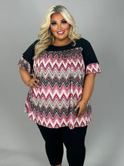 59 CP {Nothing Changes} Black Magenta Print Top EXTENDED PLUS SIZE 1X 2X 3X 4X 5X 6X