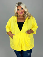 SALE!! 89 OT-I {Paint the Town} YELLOW   French Terry Hoodie CURVY BRAND!!  EXTENDED PLUS SIZE 3X 4X 5X 6X