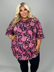 SALE! 71 PQ {Just A Theory} Black/Pink Paisley Print Top EXTENDED PLUS SIZE 4X 5X 6X