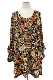 SALE!! 45 PSS {Lattes & Errands} Black/Brown Floral Babydoll Top  EXTENDED PLUS SIZE 3X 4X 5X