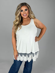 15 SV-M {Simply Divine} Ivory Top Extender with Lace PLUS SIZE 1X 2X 3X