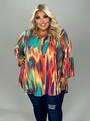 SALE! 69 PQ {Charming Life} Multi-Color V-Neck Top EXTENDED PLUS SIZE 3X 4X 5X