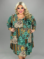 95 PQ-Z {Wear Your Confidence} Green Floral Print Dress EXTENDED PLUS SIZE 3X 4X 5X