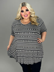 SALE!! 32 PSS {One Direction} Black/White Print V-Neck Top EXTENDED PLUS SIZE 3X 4X 5X