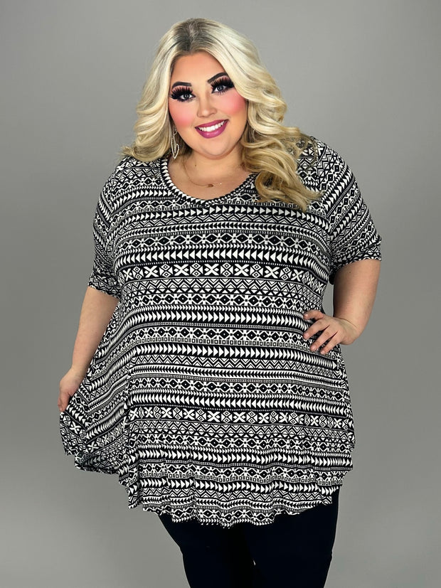 SALE!! 32 PSS {One Direction} Black/White Print V-Neck Top EXTENDED PLUS SIZE 3X 4X 5X