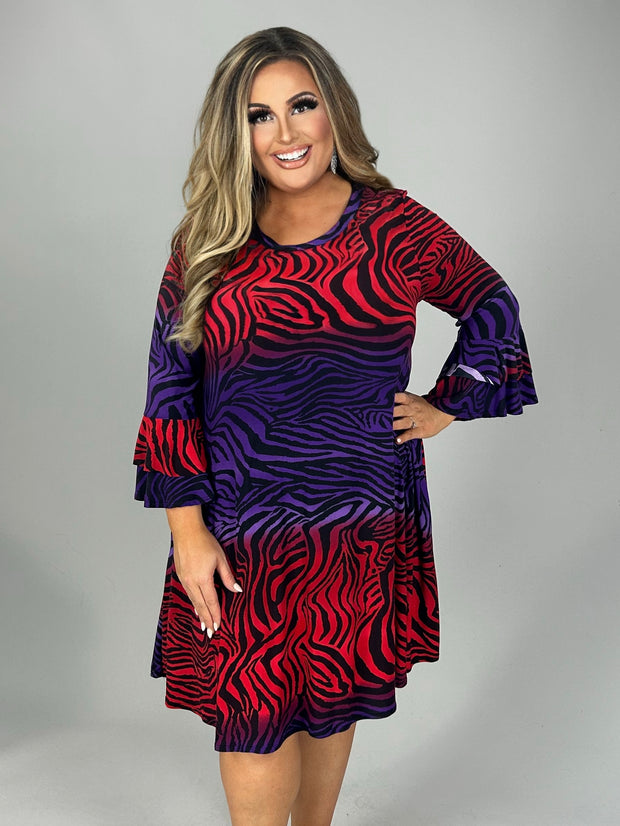 SALE!! 94 PQ-H {If I Were Your Tiger} Red/Purple Tiger Print Dress PLUS SIZE 1X 2X 3X