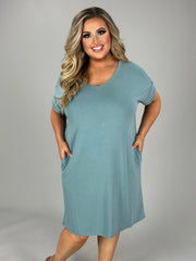 51 SSS {Stating My Opinion} Blue Grey V-Neck Dress PLUS SIZE 1X 2X 3X