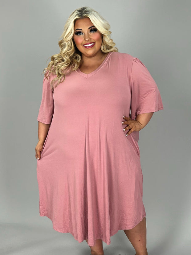 31 SSS {Have To Try} Baby Pink V-Neck Dress w/Pockets EXTENDED PLUS SIZE 3X 4X 5X