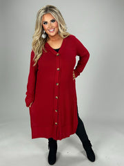 SALE! 26 OT-Q {Close To You} Dk. Red Ribbed Button Up Duster PLUS SIZE 1X 2X 3X