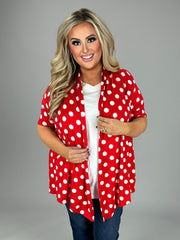 23 OT {Calling All Dots} Red/White Polka Dot Cardigan  PLUS SIZE XL 2X 3X