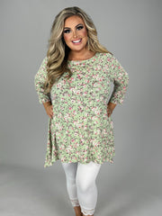 43 PQ-F {This Is Our Place} Sage Floral Eyelet Top PLUS SIZE 1X 2X 3X