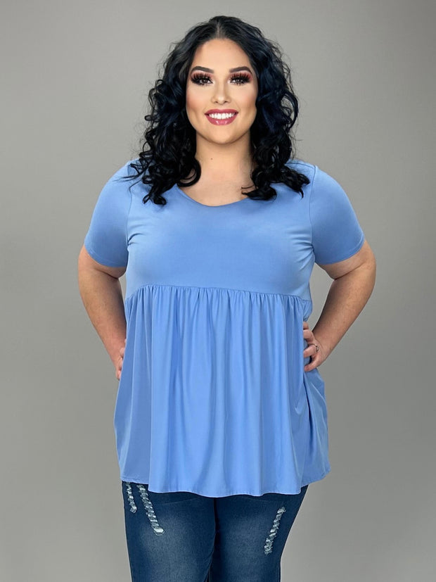 67 SSS-G {Blessed With Curvy} Spring Blue Babydoll Tunic PLUS SIZE 1X 2X 3X