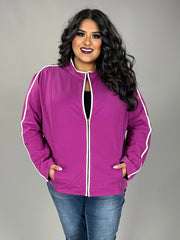 OT-A M-109  {D&D Lifestyle} Plum Zippered Jacket