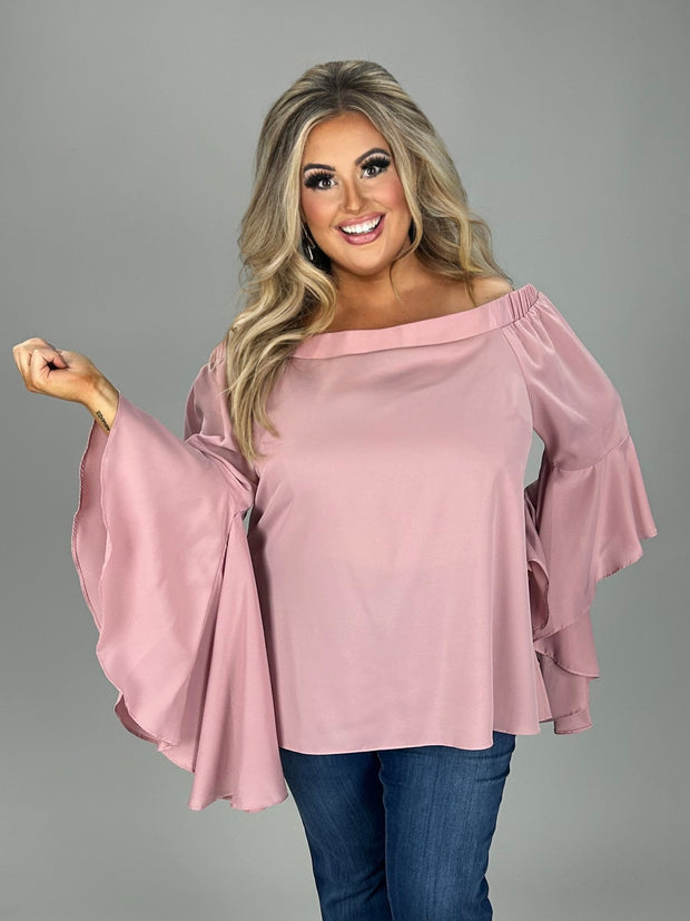 SALE!! SSS-A  M-109  {City Chic} Rose Top w/Flutter Sleeve