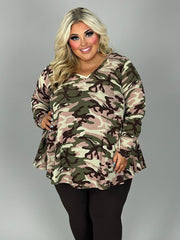 29 PLS {Hunter Beware} Pink/Olive Camo Waffle Knit Top PLUS SIZE XL 2X 3X 4X 5X