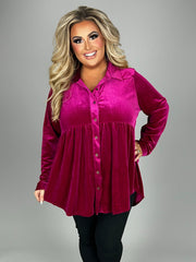 SALE!! 16 SLS-N {Romance Is Back} Umgee Raspberry Velvet Babydoll Top PLUS SIZE XL 1X 2X