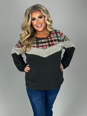 16 CP {Right On Point}  Charcoal Plaid Top PLUS SIZE 1X 2X 3X