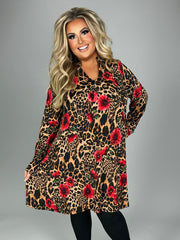 SALE!! 17 PLS-H {Bringing You Joy} Leopard/Floral Print Dress PLUS SIZE 1X 2X 3X