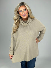 57 SLS-M {A Must Have} Mocha Ribbed Turtleneck Top PLUS SIZE 1X 2X 3X