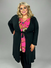 91 OT {Well Aware} Black Front Tie Cardigan PLUS SIZE 1X 2X 3X