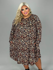 SALE! 81 PLS-C {Touch Of Color} Brown Leopard Print Dress EXTENDED PLUS SIZE 3X 4X 5X