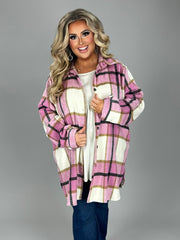 19 OT-A {Time Is Precious} Pink Plaid Button Up Shacket