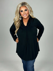 25 SLS {Sweet As You} Black Pleated Top w/Free Collar PLUS SIZE XL 2X 3X