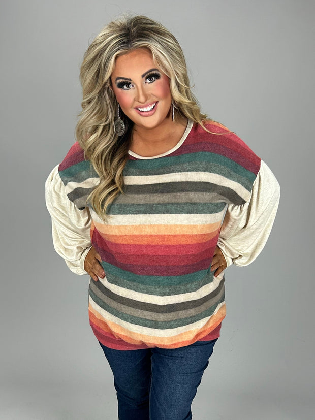 SALE! 22 CP-F {No One Knows}  Multicolor Striped Tunic PLUS SIZE XL 2X 3X