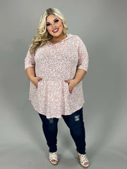 32 HD {Love Again} Pink Leopard V-Neck Short Sleeve Hoodie CURVY BRAND EXTENDED PLUS SIZE 3X 4X 5X