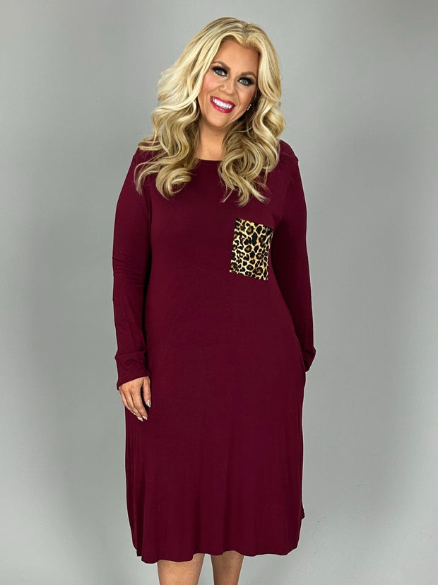 SALE! 24 CP-T {Wish You Would} Burgundy Leopard Detail Dress PLUS SIZE XL 2X 3X