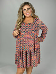 SALE!! 1-82 PLS-A {Let Me Adore You} Olive Print Tiered Dress PLUS SIZE 1X 2X 3X