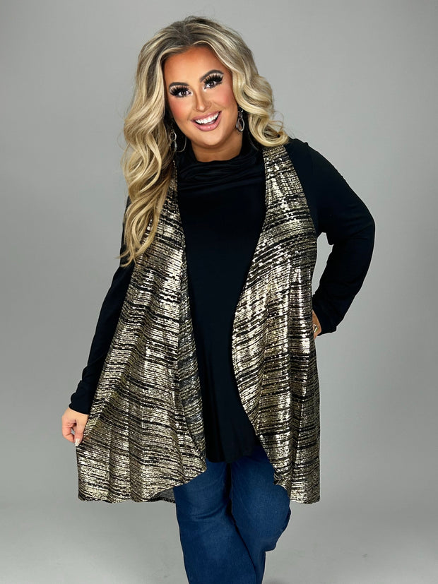 1-18 OT {Confetti Couture} Black/Gold Metallic Vest PLUS SIZE 1X/2X  2X/3X