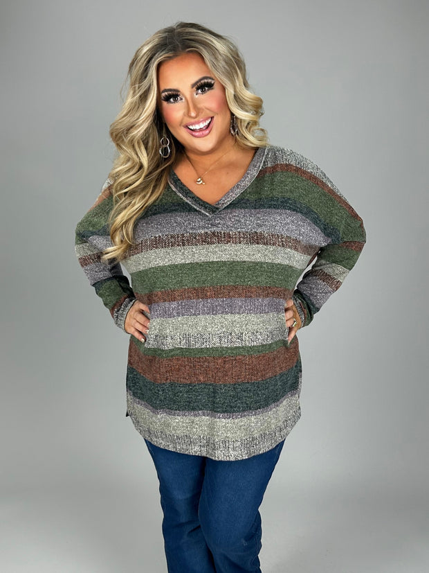 SALE!! 12 PLS-G {Sweet Harmony} Gray/Multi  -Color Striped Top  PLUS SIZE 1X 2X 3X