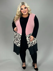 55 OT {All Of Me} Pink Leopard Charcoal Block Knit Vest EXTENDED PLUS SIZE 3X 4X 5X