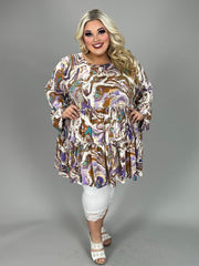 55 PLS {Something Right} Purple Teal Marbled Tiered Top EXTENDED PLUS SIZE 3X 4X 5X