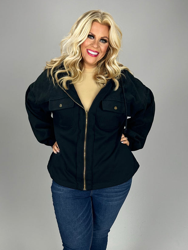 16 OT {And So It Goes} Black Zippered Jacket w/Hood PLUS SIZE 3X