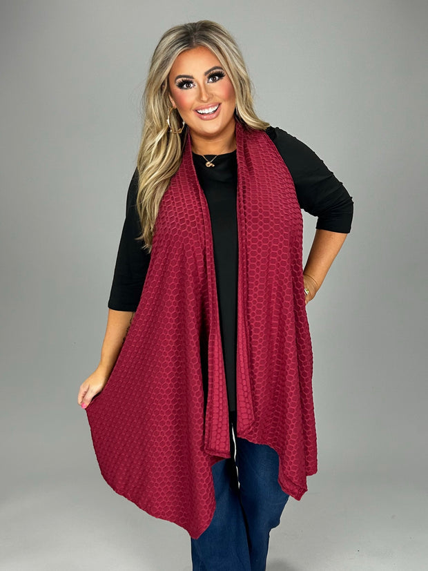 SALE! 20 OT-E {Hey Beautiful} BURGUNDY Textured Vest PLUS SIZE 1X 2X 3X