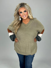 23 CP-N {Running Hot} Mocha Colored Sleeve Sweater  PLUS SIZE XL 2X 3X