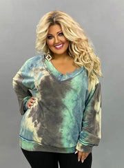 SALE! 25 PLS-B {Laid Back} Blue Mint Tie Dye Top PLUS SIZE XL 2X 3X