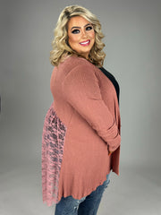 1-36 OT {Sweet Feels} VOCAL Rose Waffle Knit Lace Cardigan  PLUS SIZE XL 2X 3X