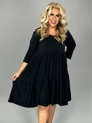 SALE!! 84 SQ {My Natural State} Black V-Neck Tiered Dress PLUS SIZE 3X