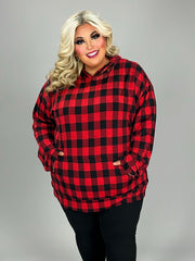 37 HD {Great Adventures} Red/Black Small Plaid Hoodie EXTENDED PLUS SIZE 3X 4X 5X