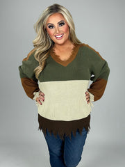 1-59 CP-B {Emotional Overload} Olive Combo Sweater PLUS SIZE 1X 2X 3X