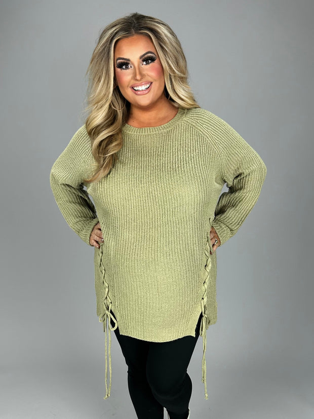 12 SLS-C {Absolutely Necessary} Sage Sweater w/Detail PLUS SIZE 1X/2X  2X/3X