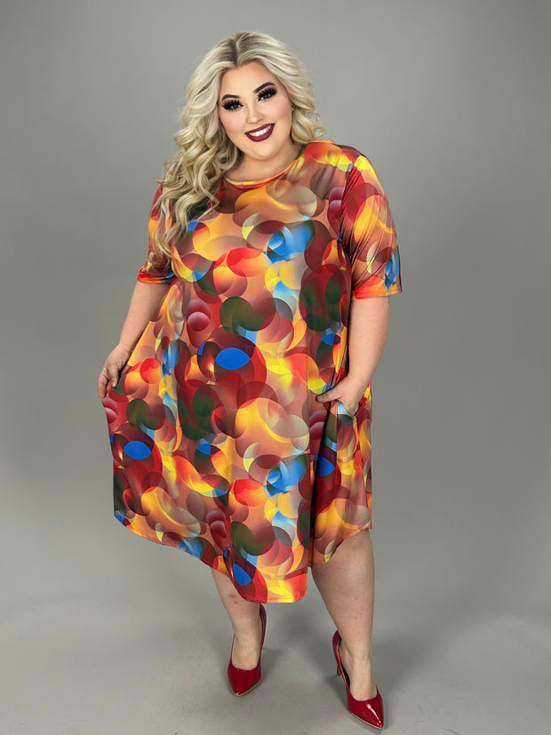 SALE!! 64 PSS {All About The Circles} Multi-Color Print Dress EXTENDED PLUS SIZE 4X 5X 6X