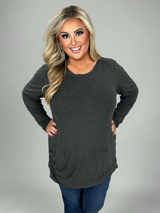 1-48 SLS {Charcoal Renewed} Charcoal Top w/Side Buttons PLUS SIZE 1X 2X 3X