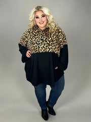 52 HD {Wild At Heart} Black Leopard Contrast Hoodie CURVY BRAND EXTENDED PLUS SIZE 4X 5X 6X